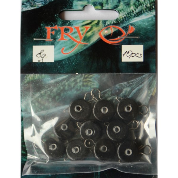 Груз ушастый рыбацкий, таблетка (эксцентрик) цвет Silvereyes Black, 10шт в уп., вес 8г